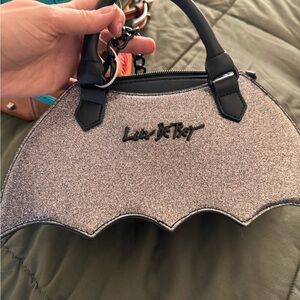 Betsey Johnson Glittery Silver Bat Mini Bag